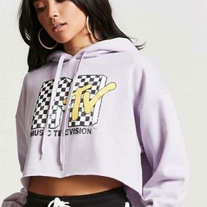 MTV Music Television Plus Size Cropped Punk Hoodie